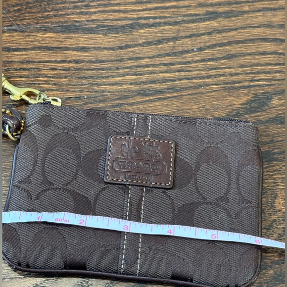 Coach Signature Wristlet Brown Canvas & Leather With Plaid Lining gold hardwear - Picture 7 of 14
